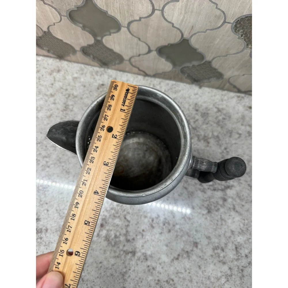Vintage Princess Pure Aluminum Coffee Pot Wood Handle Made in USA Farmhouse Deco